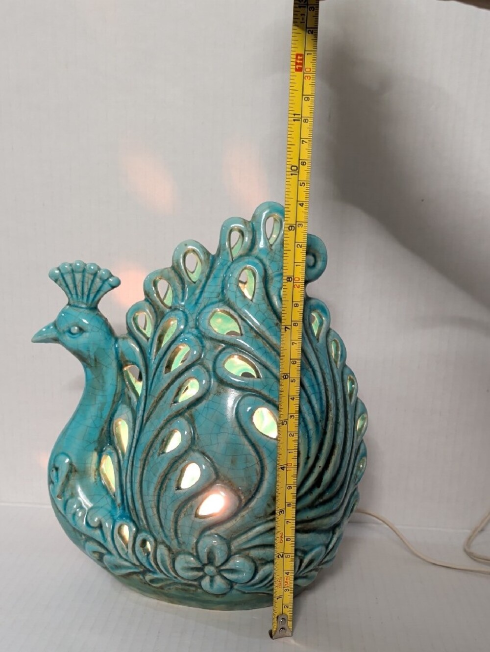 VTG Turquoise Peacock Ceramic Accent Lamp - Brand Unknown - Picture 5 of 11